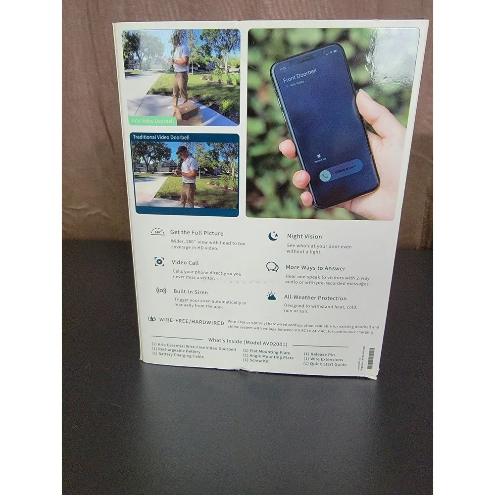 Arlo Doorbell Camera HD with Chime 2 - New - Nightvision, 180 degree, Wirefree